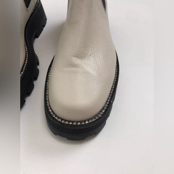 Karl Lagerfeld Paris Womens Beige Mayde Toe Block Heel Leather Chelsea Sz 10 - Picture 5 of 11